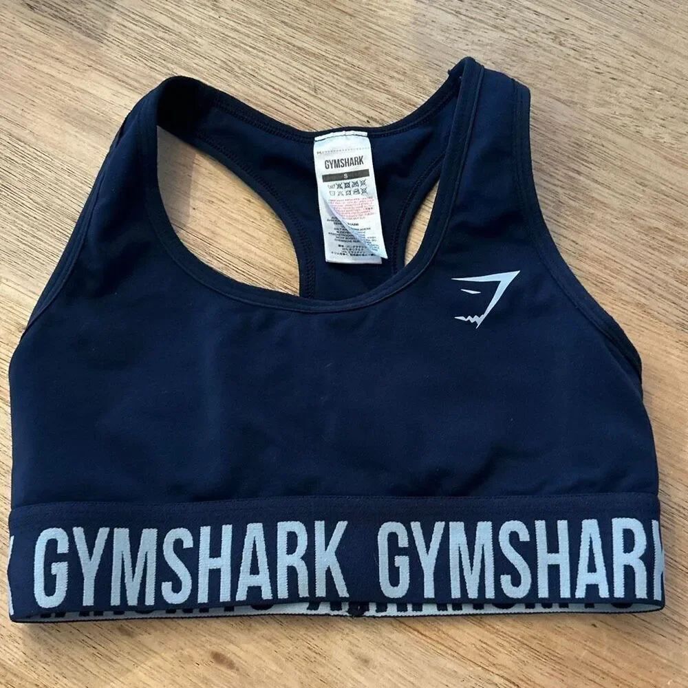 Gymshark navy blue racer back cropped fitness top size s